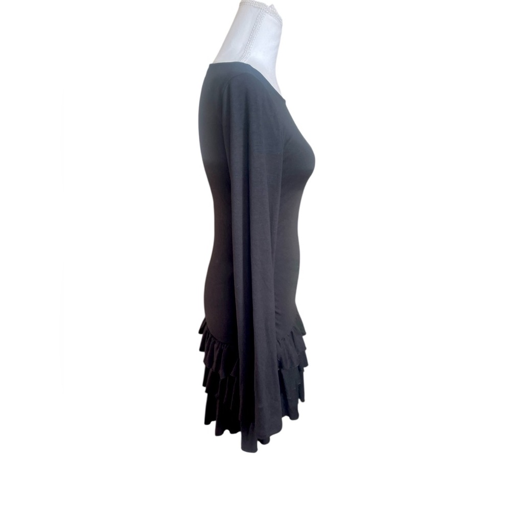 NWT Free People Good Feels Long Sleeve Mini Ruffle Dress Black Sz SMALL festival - Picture 9 of 16